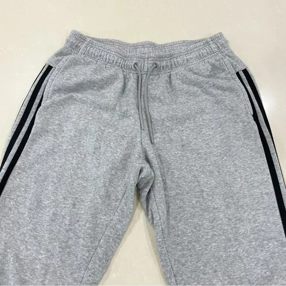 Adidas Essentials 3-Stripes Joggers Sweatpants Gray Black Medium - Picture 2 of 6